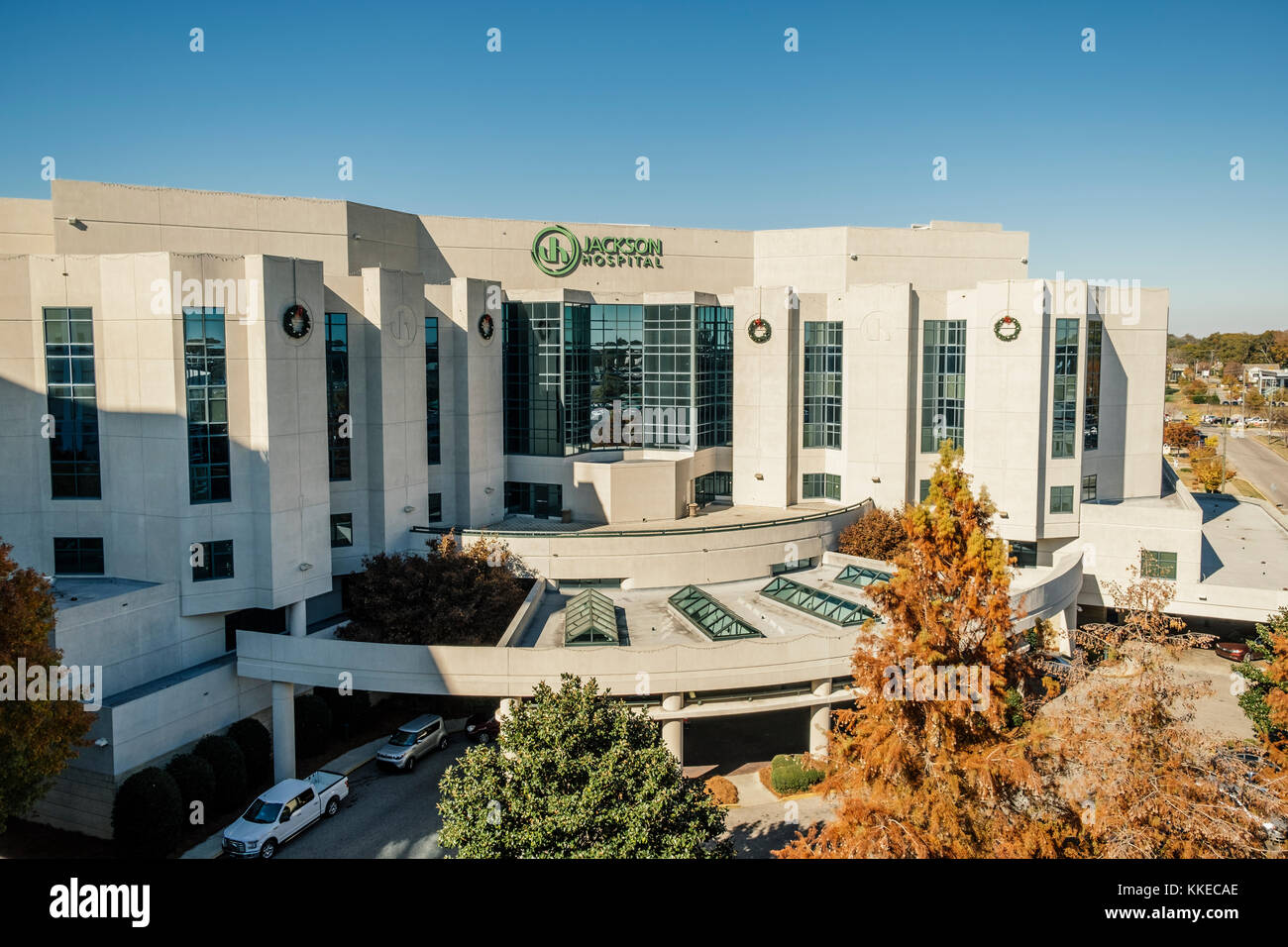 Jackson Krankenhaus außen, Ansicht von vorne; eine große medizinische und Gesundheitseinrichtungen in Montgomery, Alabama, USA. Stockfoto