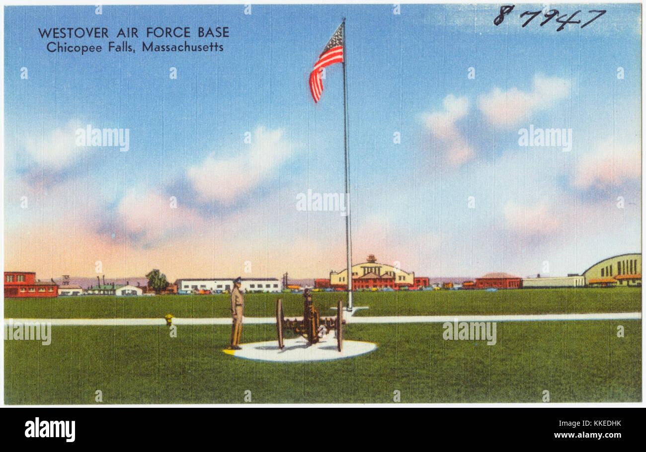 Postkarte von Westover Air Force Base, Chicopee fällt, Masse Stockfoto