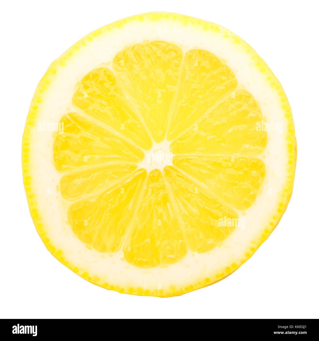 Teil der Zitrone auf weißem Hintergrund. Stockfoto