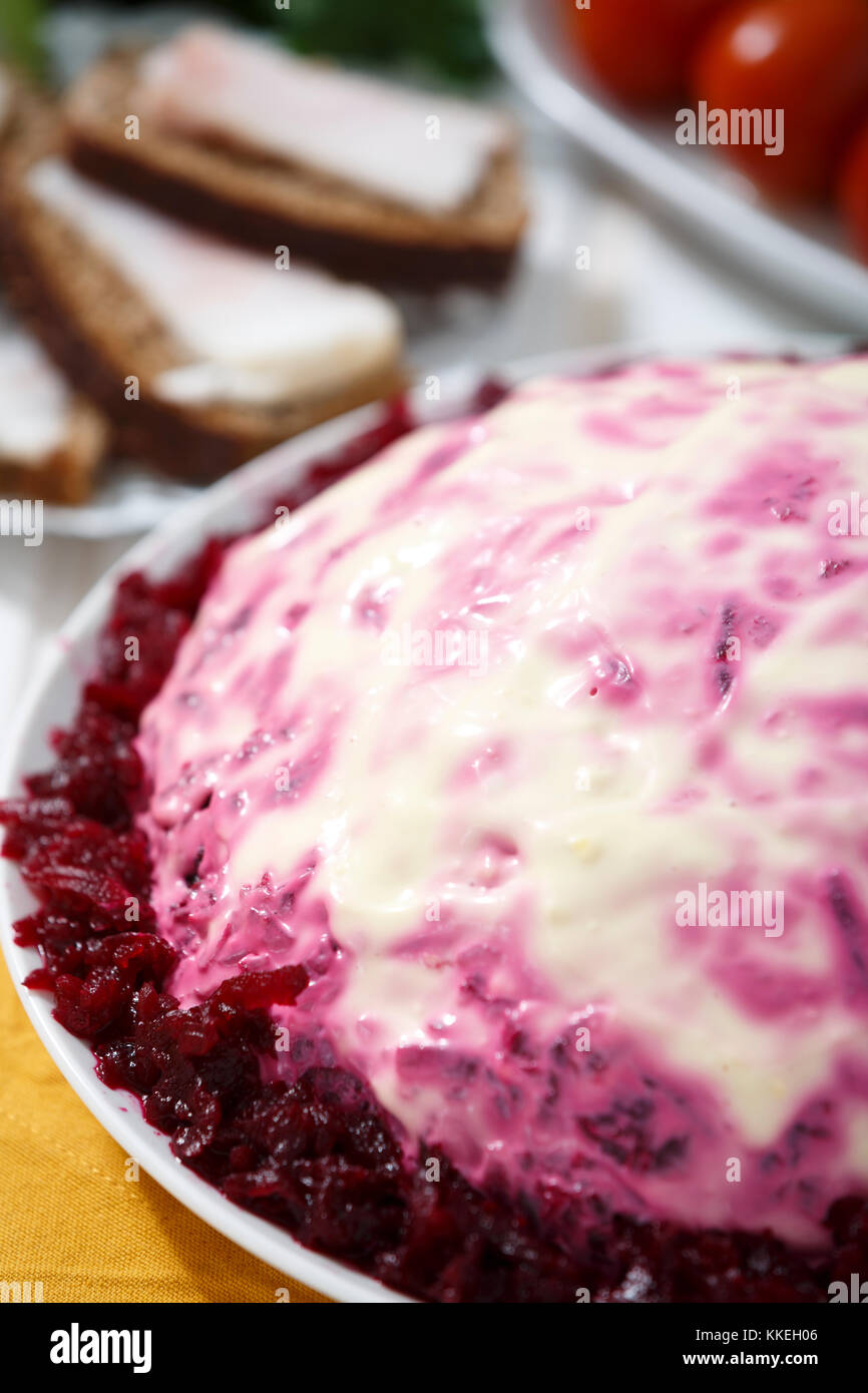 Köstliche shuba Salat. Stockfoto