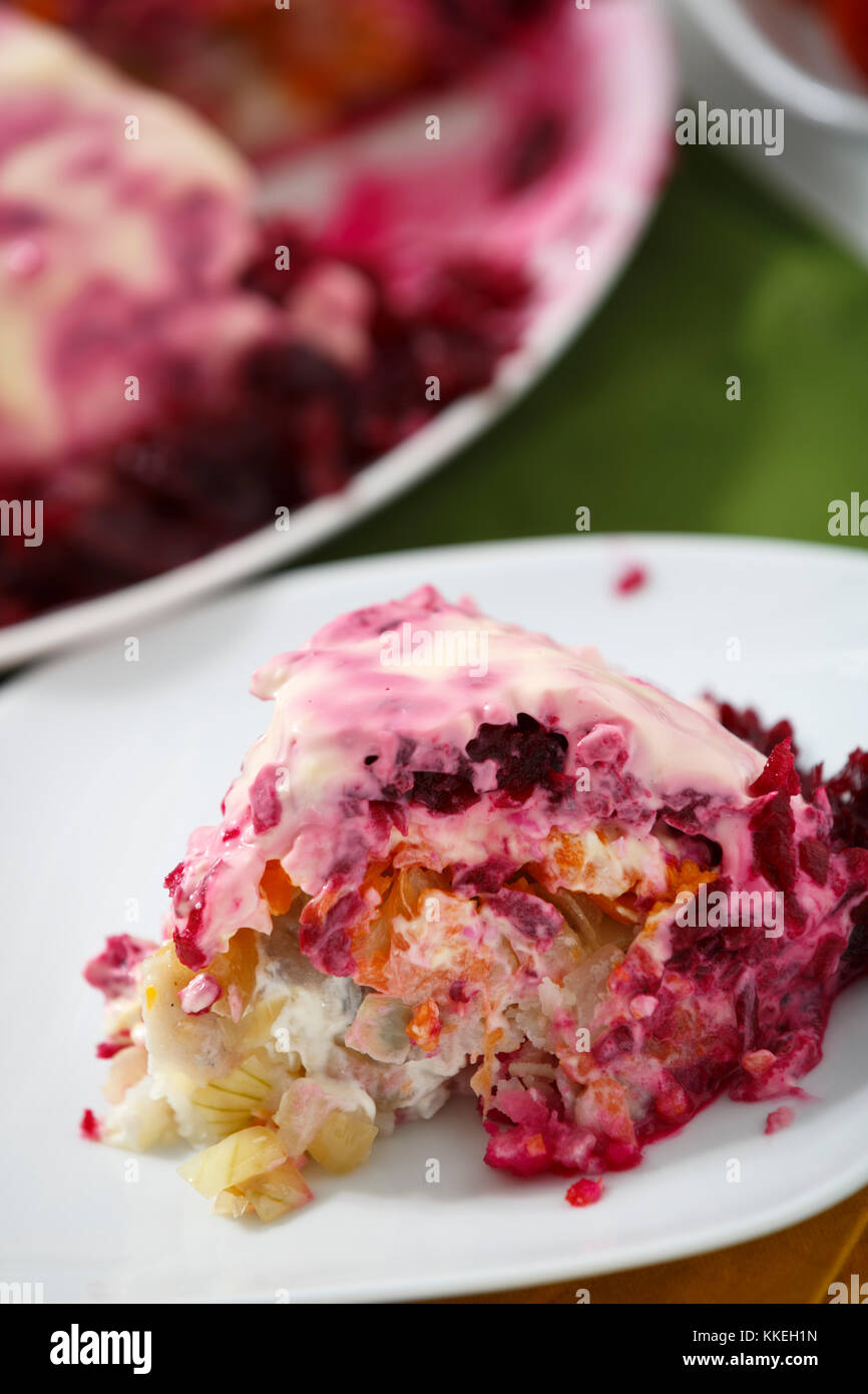 Köstliche shuba Salat. Stockfoto