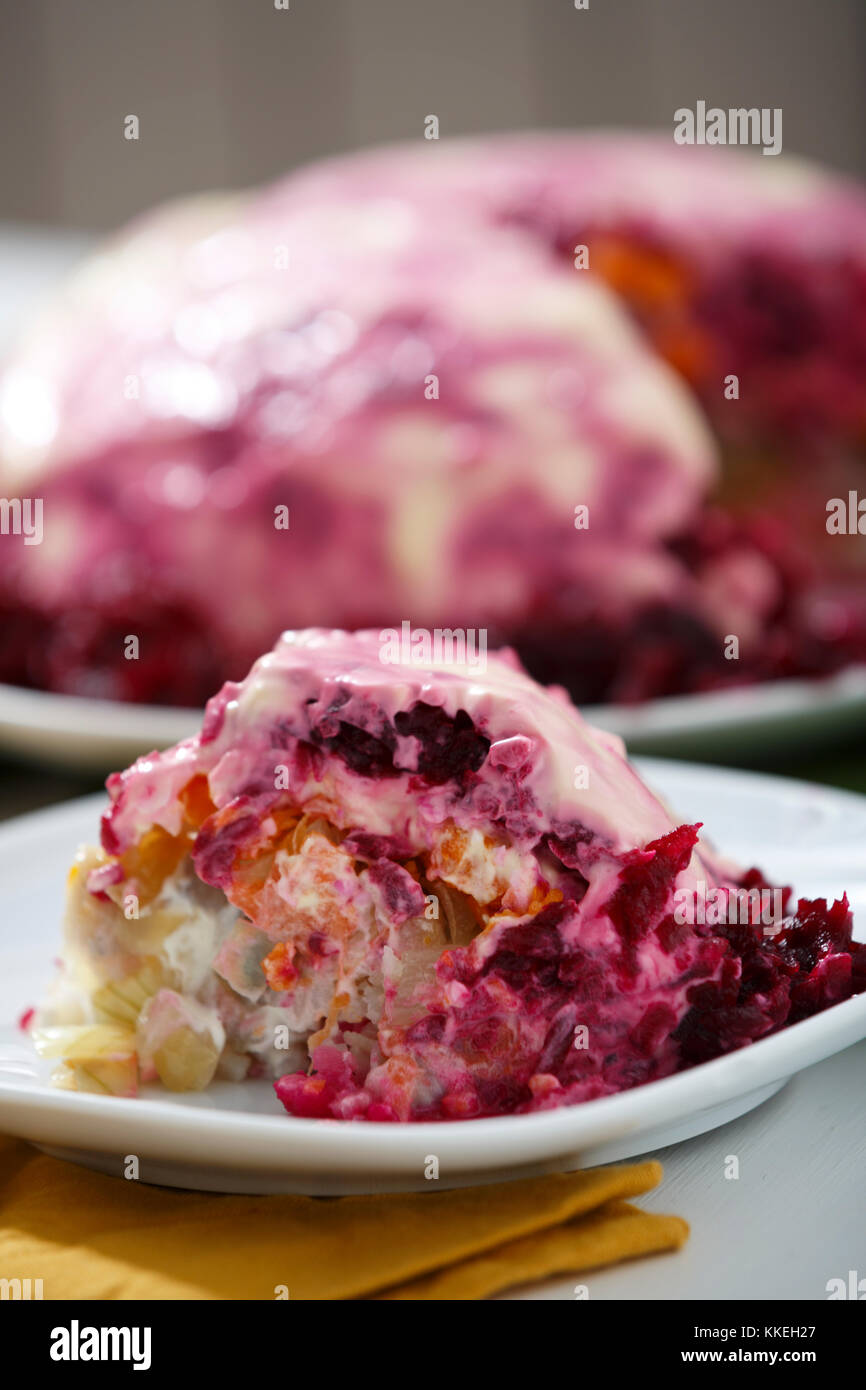 Köstliche shuba Salat. Stockfoto