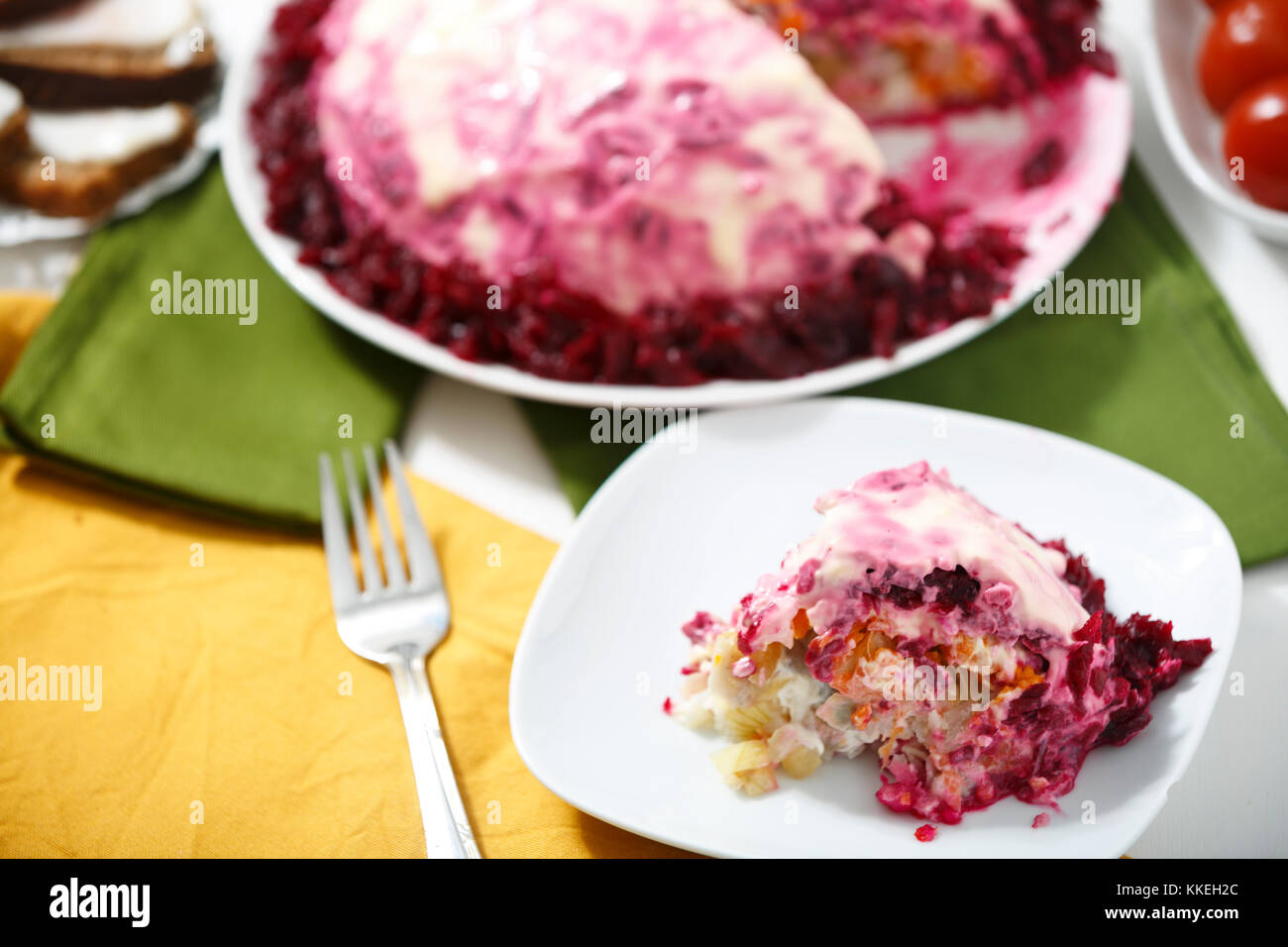 Köstliche shuba Salat. Stockfoto