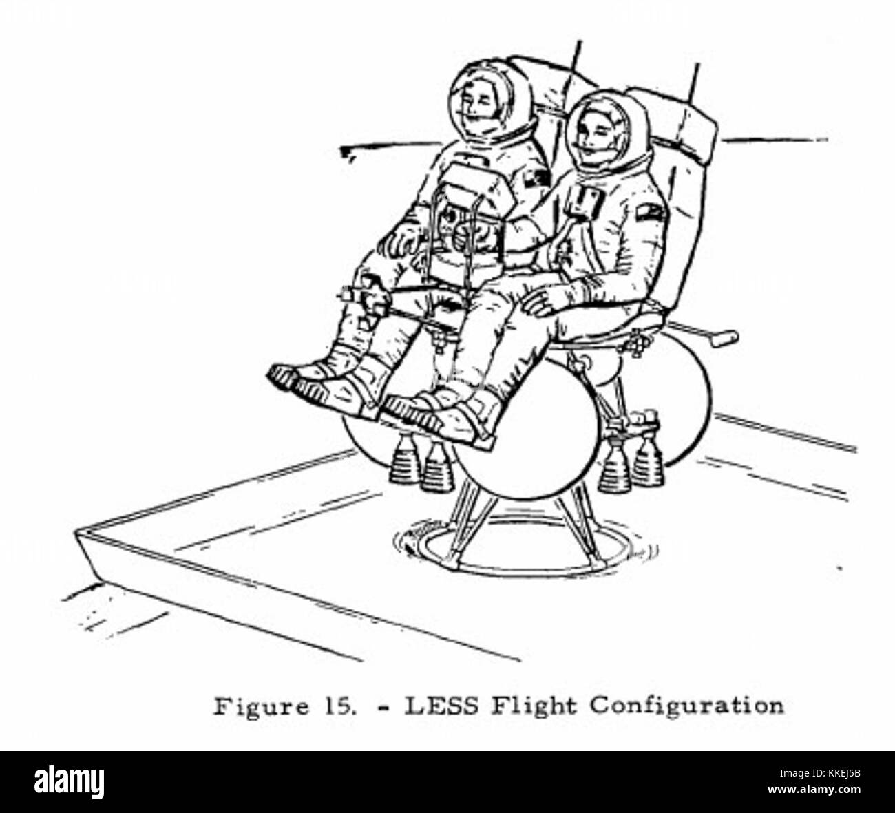 Das Apollo Lunar Escape System (LESS) war ein geplantes Rettungsfahrzeug, das Astronauten von der Mondoberfläche in ein umlaufendes Kommandomodul zurückbringen sollte, wenn der Aufstiegsmotor des Mondmoduls ausfällt. Das System wurde im Juni 1970 von North American Rockwell entwickelt und wurde nie gebaut, da die Missionen, für die es entworfen wurde, hypothetisch waren. Stockfoto