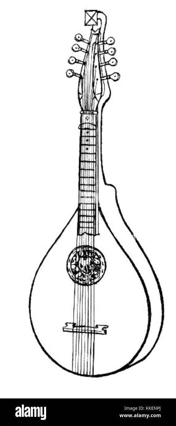 Die Zittern sind ein historisches Streichinstrument, ähnlich einer Laute, die in Europa während der Renaissance und des Barocks häufig verwendet wird. Es hat einen flachen Rücken und eine unterschiedliche Anzahl von Saiten. Stockfoto