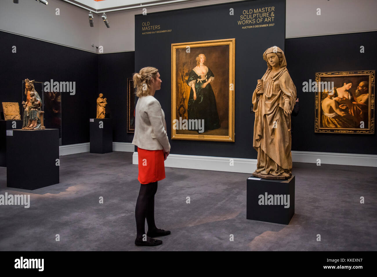 London, Großbritannien. 1. Dezember, 2017. Skulpturen aus dem Alten Meister Skulptur Verkauf und Van Dyck, Anne Sophia, Gräfin von Carnarvon, circa 1636, est. £ 400,000-600,000 - London Alte Meister Abend verkauf Ausstellung bei Sotheby's New Bond Street. Der Verkauf erfolgt palce am 6. Dezember 2017 umfasst 400 Jahre Kunstgeschichte. Credit: Guy Bell/Alamy leben Nachrichten Stockfoto