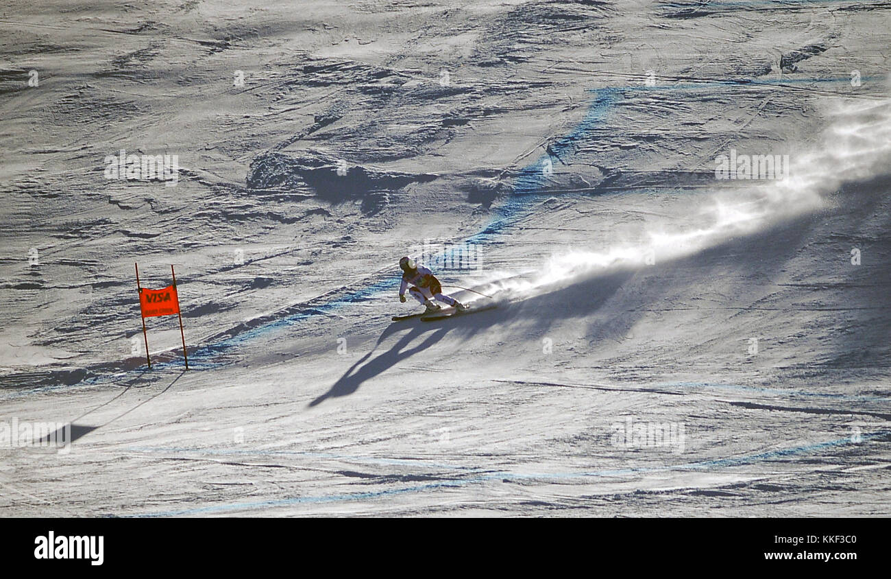 Beaver Creek, Colorado. Dezember 2, 2017. Dezember 2, 2017: World Cup Ski Racing auf einem sehr herausfordernden und aggressiven Kurs in der Abfahrt Konkurrenz während der FIS Audi Greifvögel Wm, Beaver Creek, Colorado. Stockfoto