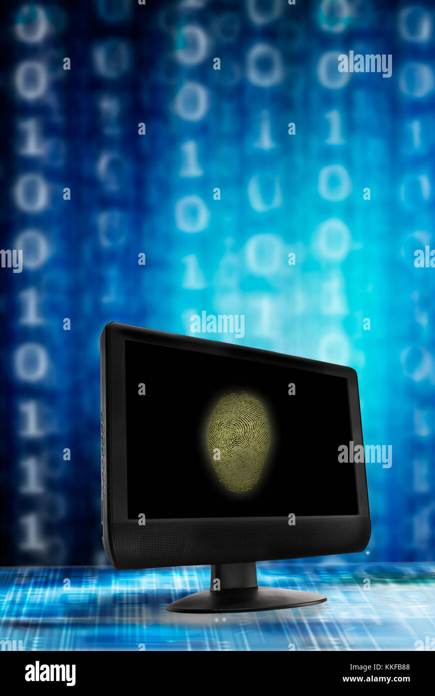 Fingerabdruck auf einem Bildschirm, digitale forensische Konzept Stockfoto