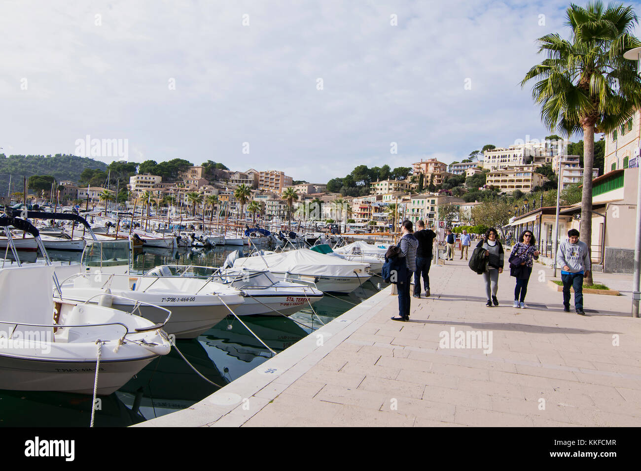 Boote im Hafen, Port de Soller, Mallorca, Spanien Stockfoto