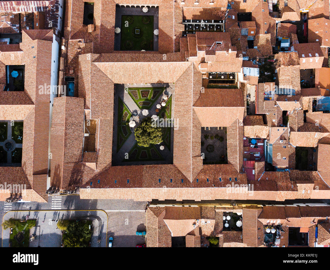 Die Dächer der Stadt Cusco in Peru Luftaufnahme Stockfoto