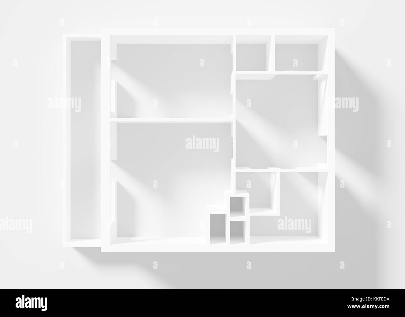 Papier Modell der Wohnung, Grundriss Stockfoto