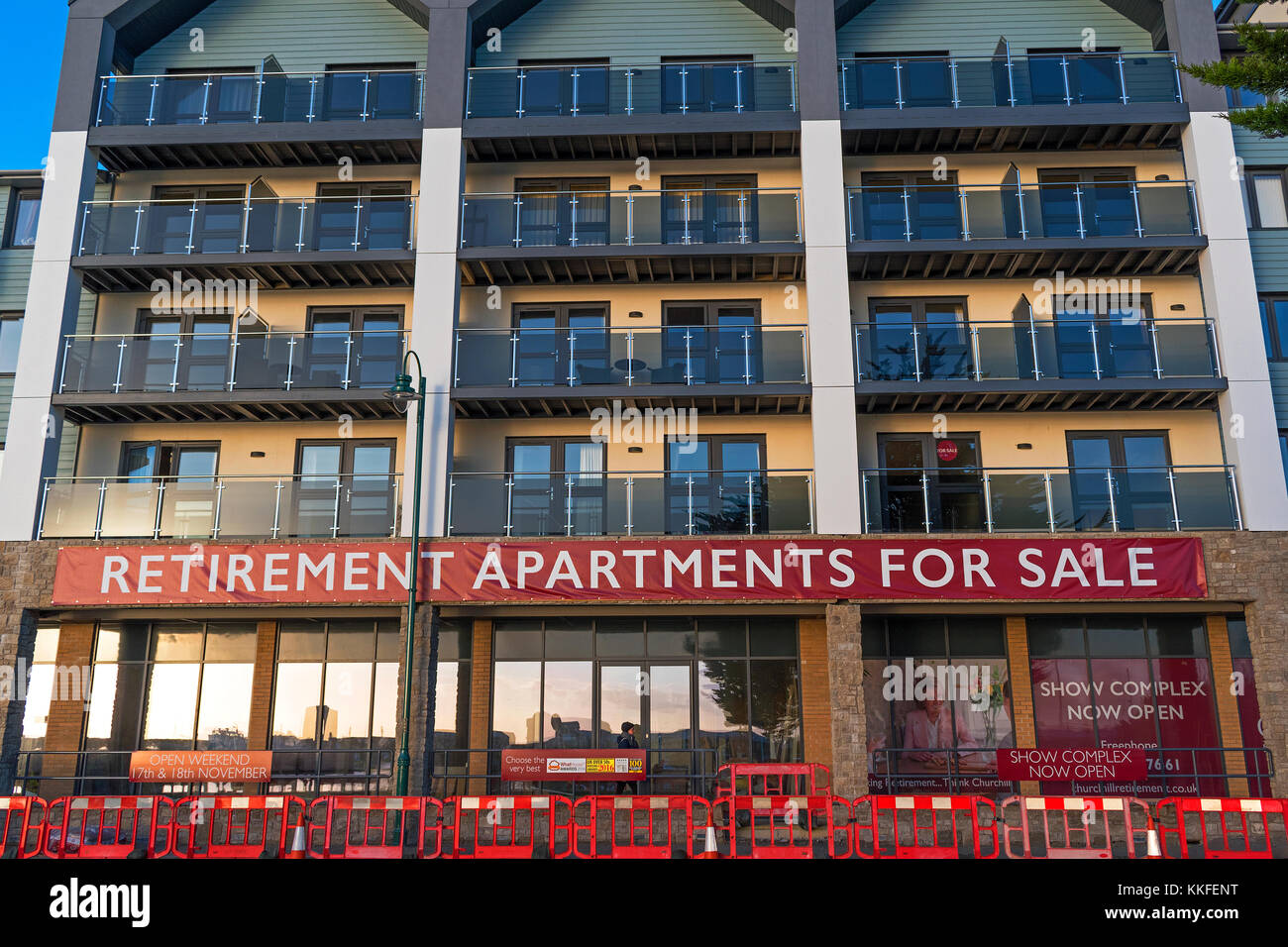 Ruhestand Appartements zum Verkauf in der Küstenstadt Penzance, Cornwall, England, Großbritannien. Stockfoto