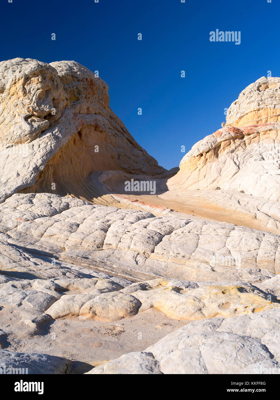 Geringer Betrachtungswinkel der rock Detail in der White Pocket, Paria Plateau, Vermilion Cliffs National Monument, Arizona. Stockfoto