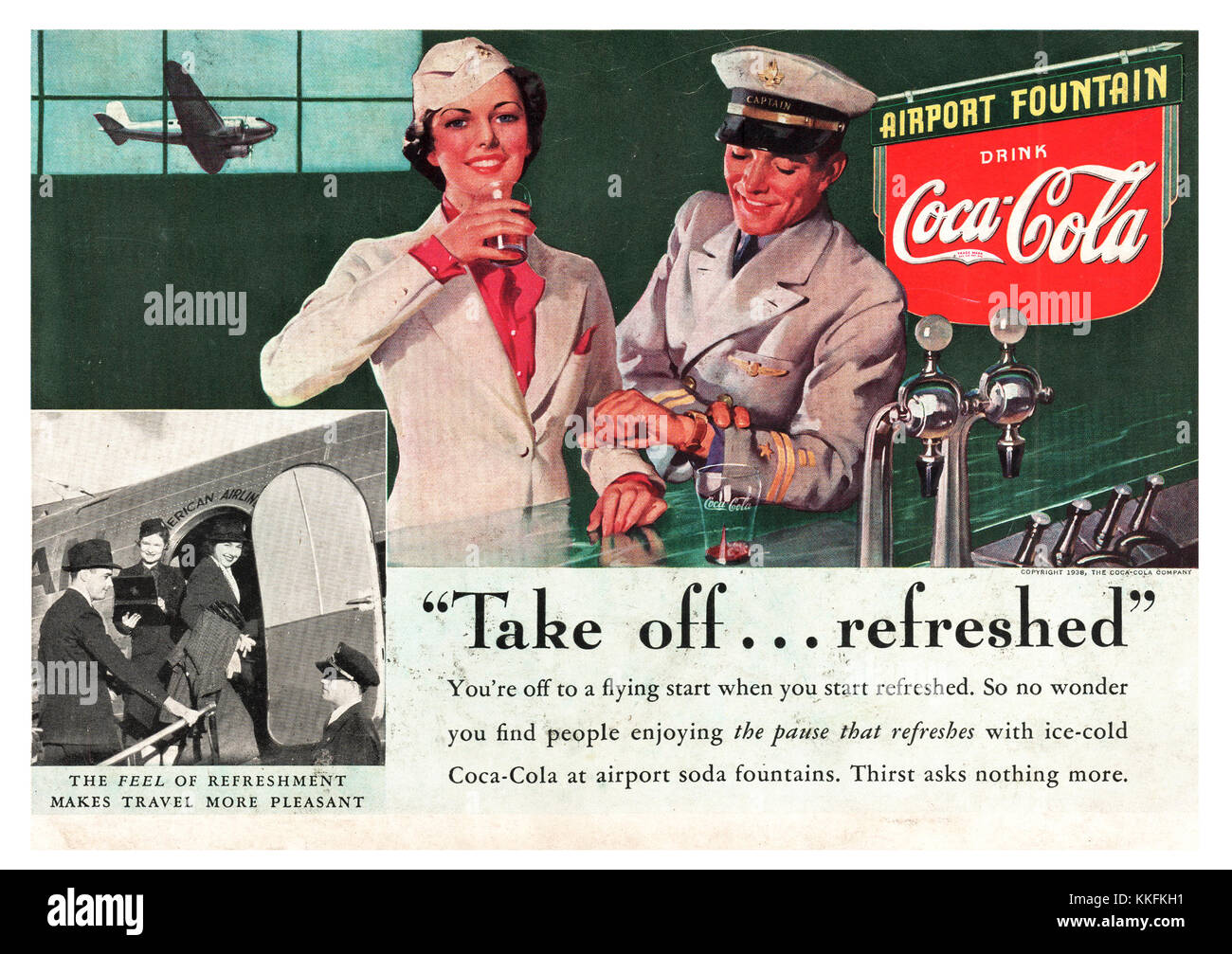 1938 US-Magazin Coca Cola Werbung Stockfoto