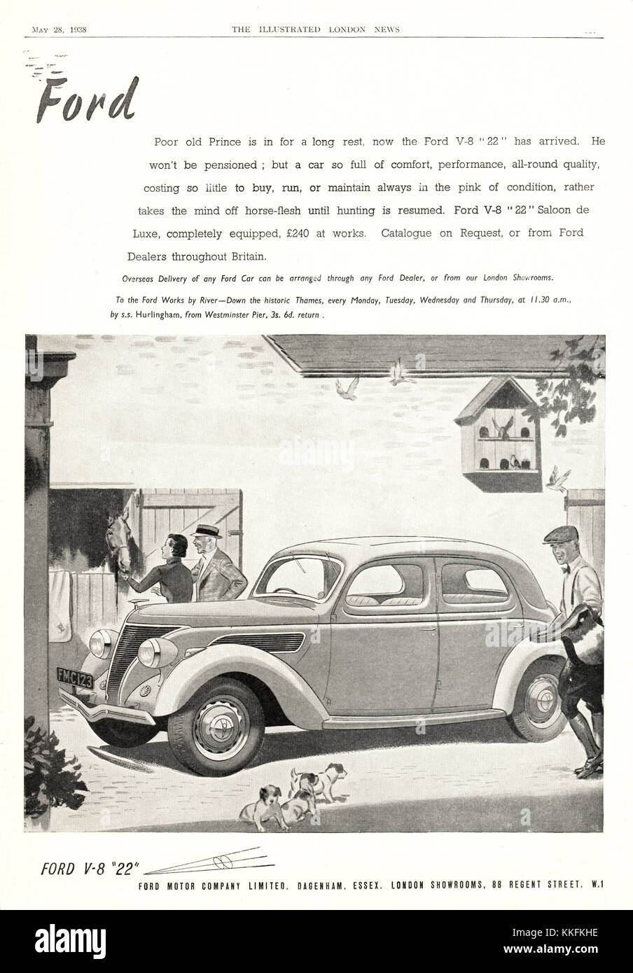 1938 UK Magazin Ford Auto Anzeige Stockfoto
