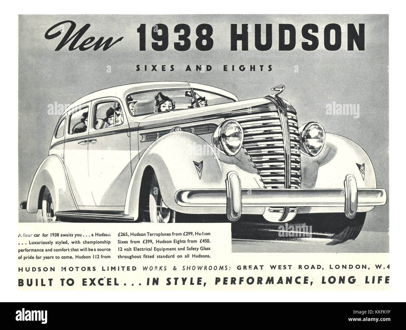 1938 UK Magazin Hudson Auto Anzeige Stockfoto