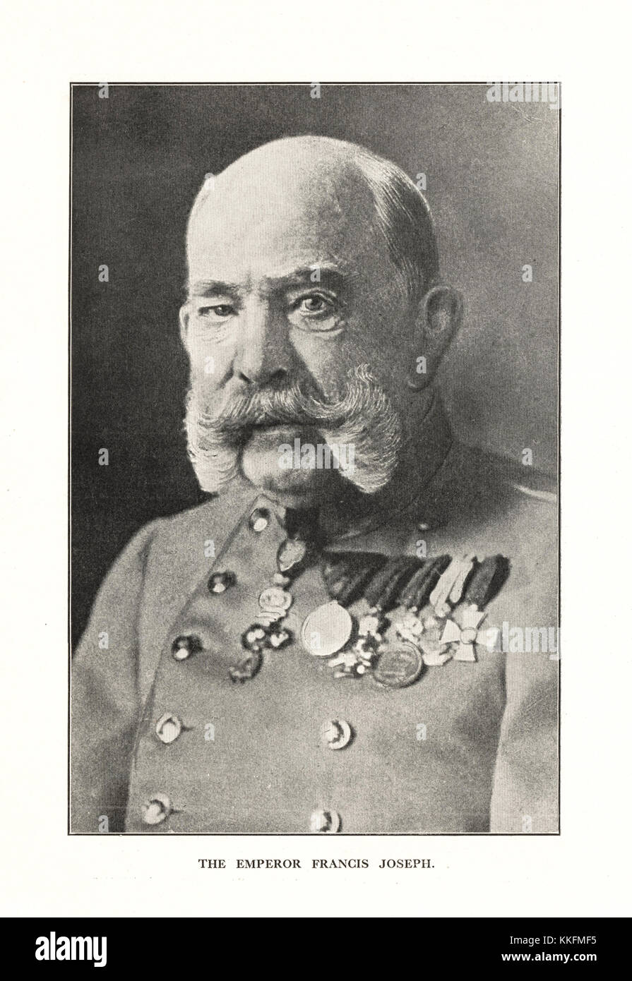 1914 Die Geschichte des Krieges Teil 1 Kaiser Franz Joseph von Österreich Werbung Stockfoto