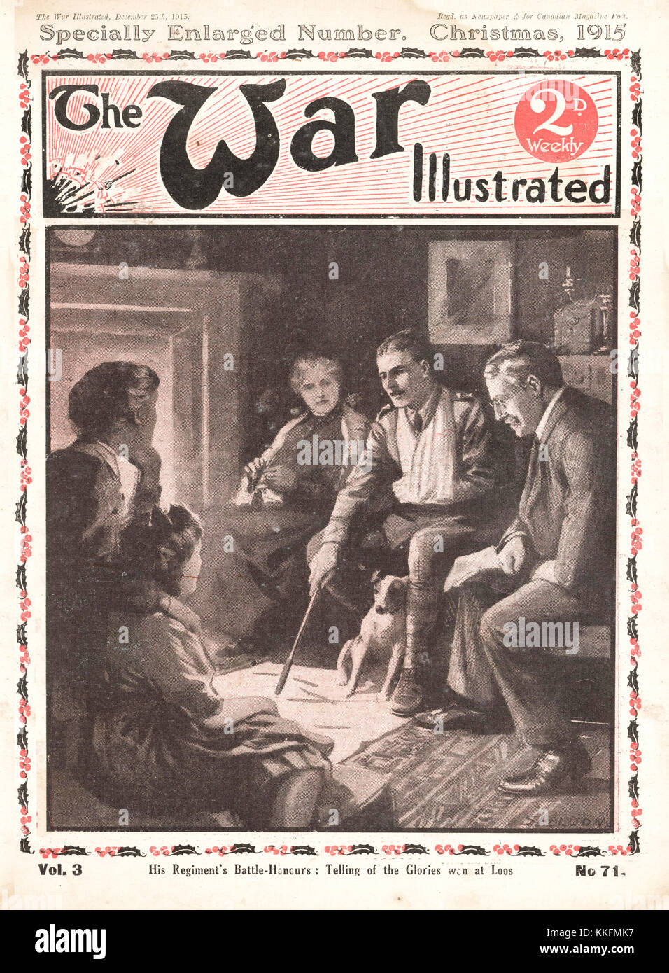 1914 Krieg illustriert britischer Offizier zu Hause mit seiner Familie Stockfoto