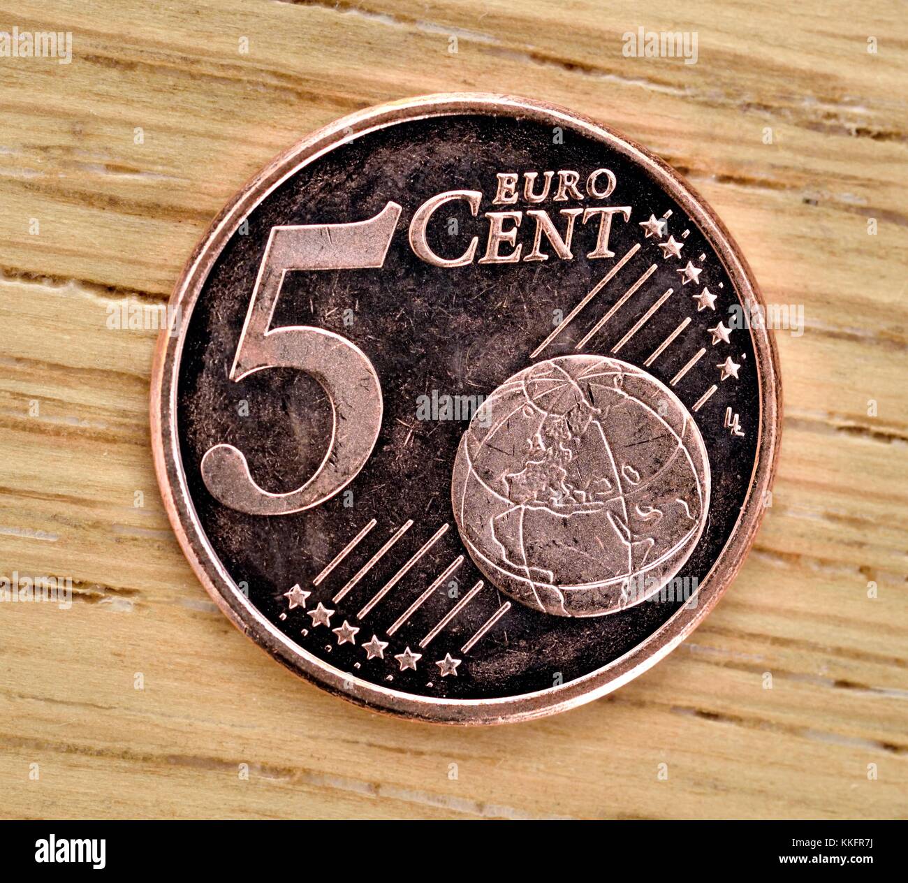 5 Cent Euro Münze Nahaufnahme Makro Stockfoto