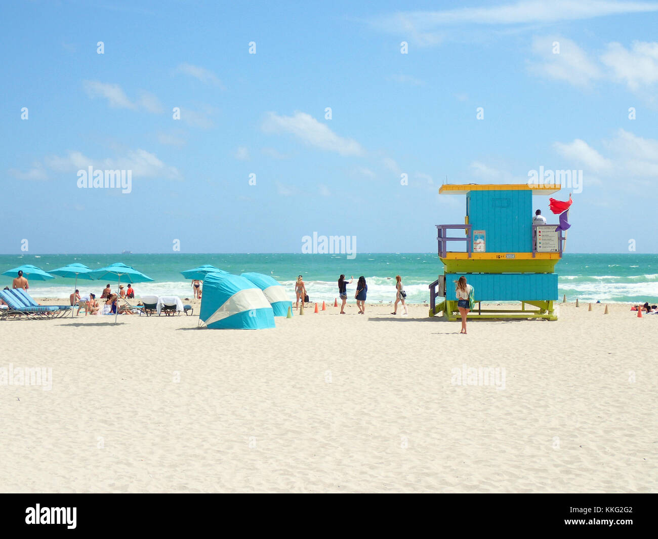 Sonnigen Tag in South Beach in Miami Beach, Florida Stockfoto