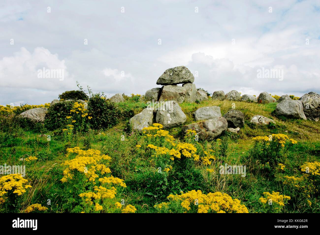 Eines der Bestattungen Dolmen in Carrowmore prähistorischen megalithische Friedhof, County Sligo, Irland. Stockfoto