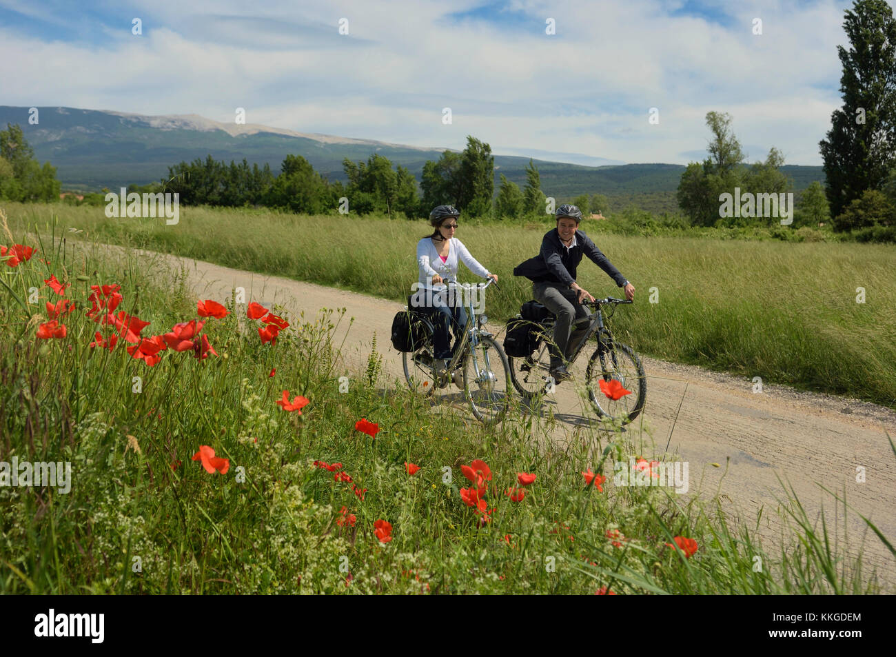 Radtour rund um den Vancluse Abteilung, Provence, Frankreich Stockfoto