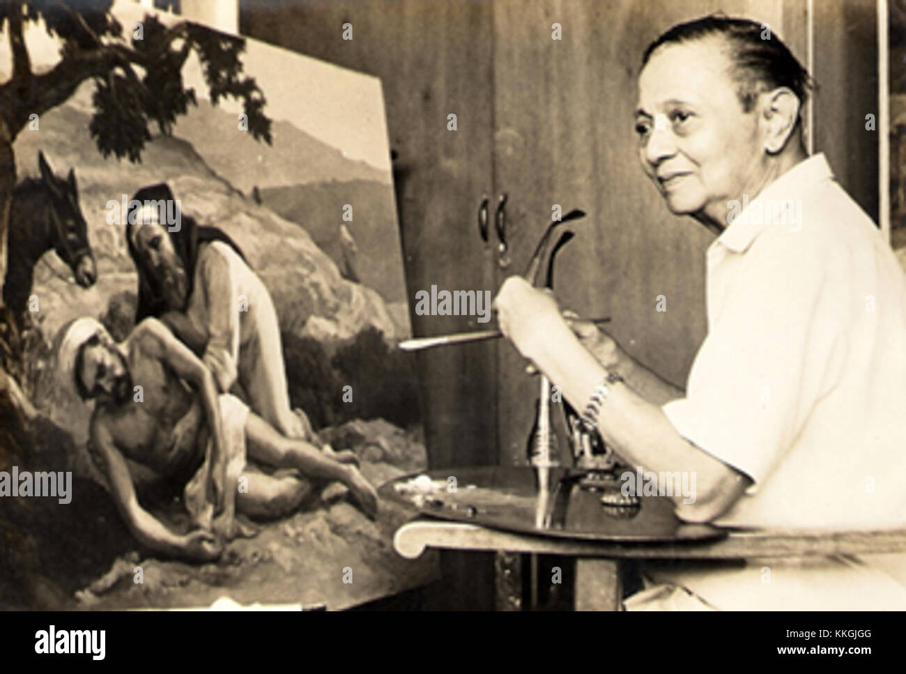 Fernando Amorsolo in seinem Studio Stockfoto