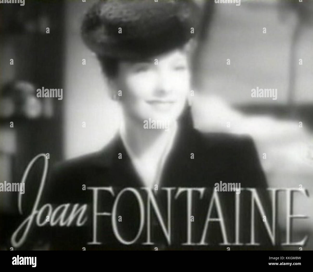 Joan Fontaine tritt im Trailer zu „The Women“ auf, einem Film aus dem Jahr 1939, der ihre Rolle in dieser rein weiblichen Ensemble-Produktion zeigt. Stockfoto