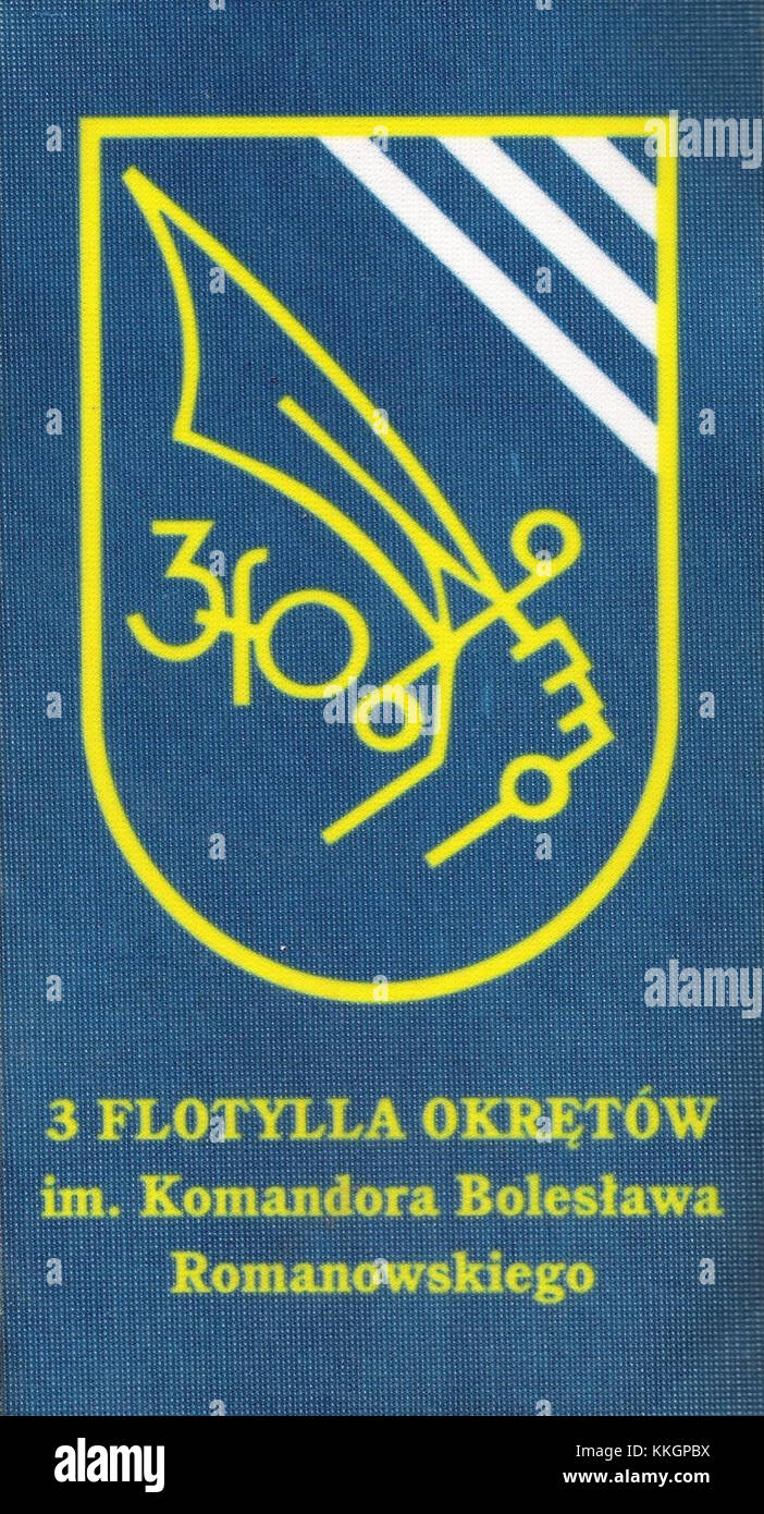 Der Pennon der polnischen 3. Flottille stellt eine historische militärische Einheit dar, die während des Zweiten Weltkriegs diente. Er symbolisiert die Marinebeiträge Polens während des Konflikts und das militärische Erbe der Flottille. Stockfoto