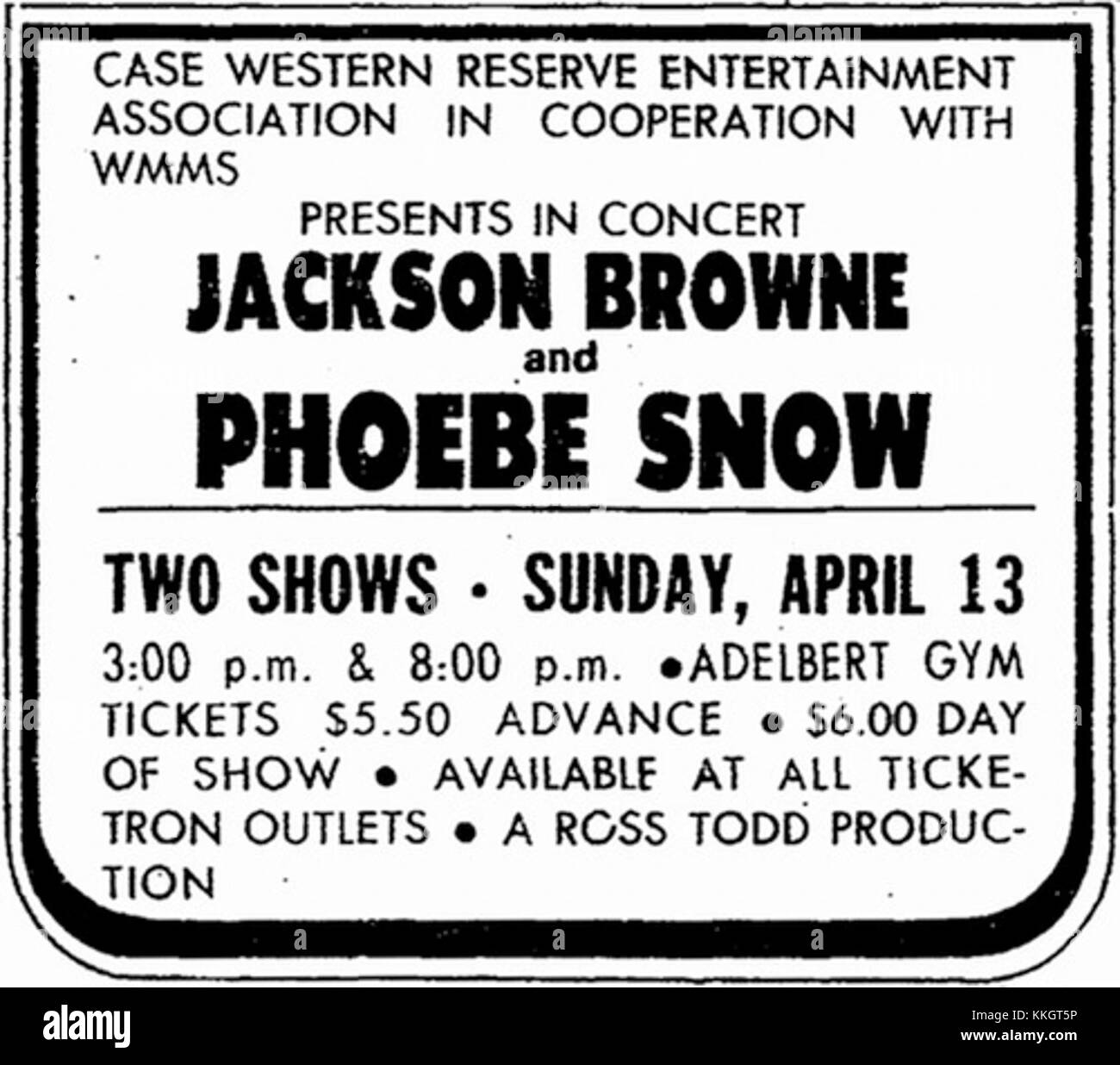WMMS presents Jackson Browne - 1975 Anzeige drucken Stockfoto