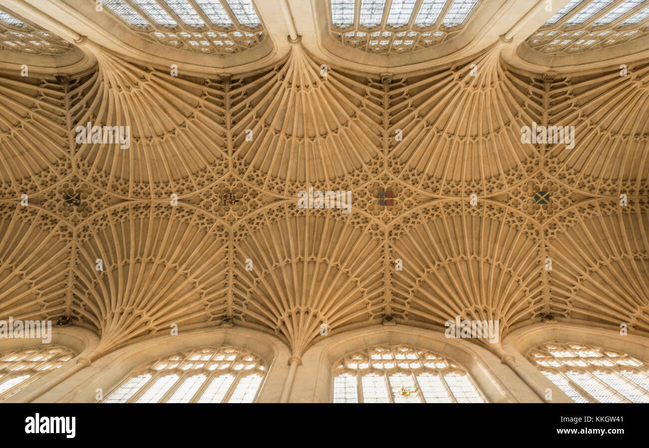 Decke der Abteikirche von Bath Stockfoto