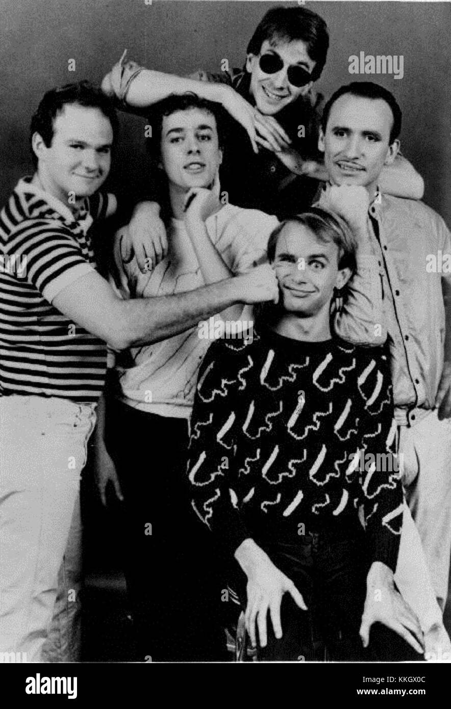 Das 1983 erschienene Album Men at Work der australischen Rockband enthält Hits wie Down Under und Who Can IT Be Now? Die Band war bekannt für ihre einzigartige Mischung aus Pop Rock und Reggae Einflüssen. Stockfoto