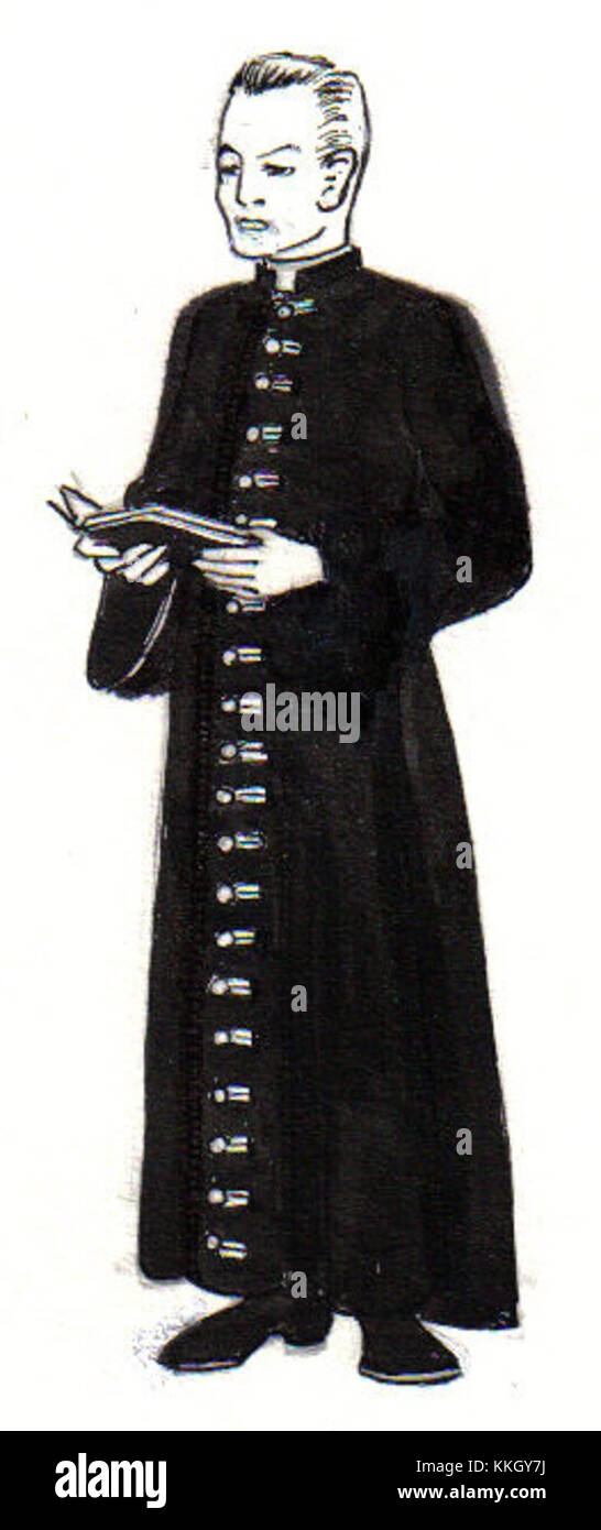 Die Cassocke ist ein traditionelles Kleidungsstück, das von Geistlichen in verschiedenen christlichen Konfessionen getragen wird und oft mit liturgischen Funktionen und religiösen Zeremonien verbunden ist. Sie hat eine tiefe historische und kulturelle Bedeutung in der christlichen Religionspraxis. Stockfoto