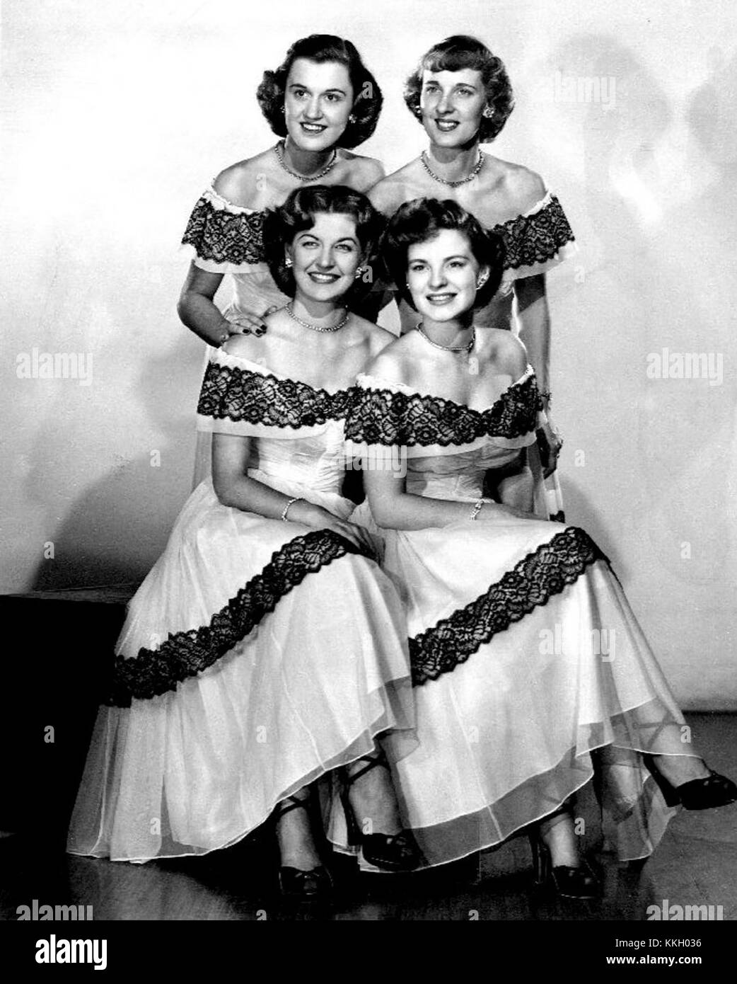 Die Chordettes waren ein amerikanisches weibliches Vokalquartett, das für seine Beiträge in der populären Musikszene in den 1950er Jahren bekannt war Sie erlangten Bekanntheit durch ihre Harmonien und ihre Hits in den Charts. Stockfoto