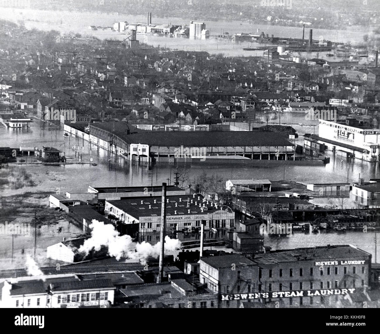 Sulphur Dell in Nashville, Tennessee, war ein historisches Baseballstadion, das unter Überschwemmungen litt. Der Ort hat historische Bedeutung in der Geschichte der Baseball- und Sportkultur. Stockfoto