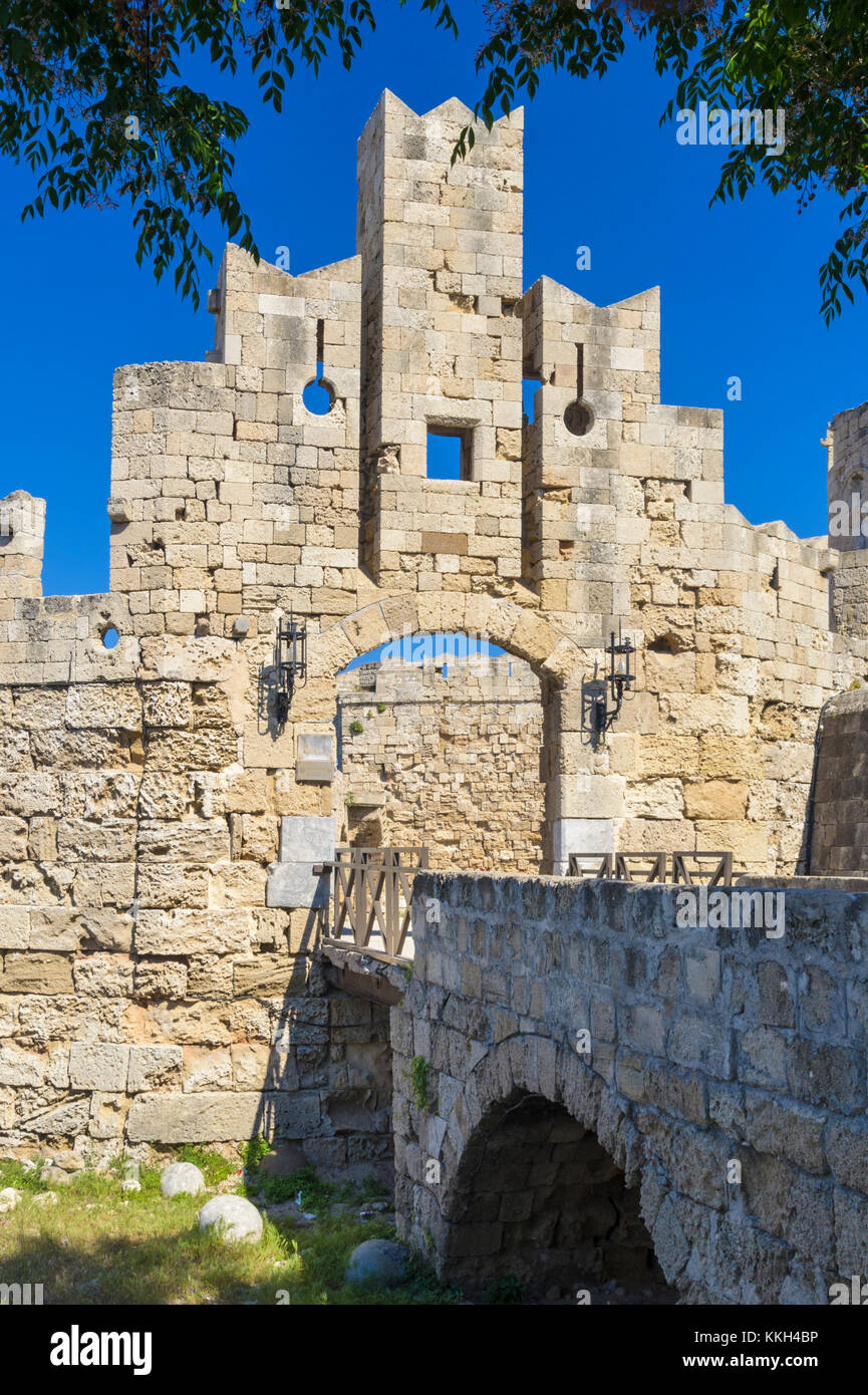 Rhodos Burg Tor von St. Paul, Altstadt von Rhodos, die Insel Rhodos, Griechenland Stockfoto