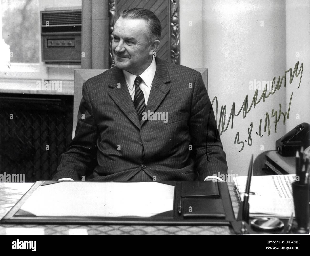 Piotr Jaroszewicz war von 1970 bis 1980 Premierminister der Volksrepublik Polen und überwachte während seiner Amtszeit in der polnischen Regierung bedeutende politische und soziale Veränderungen. Stockfoto