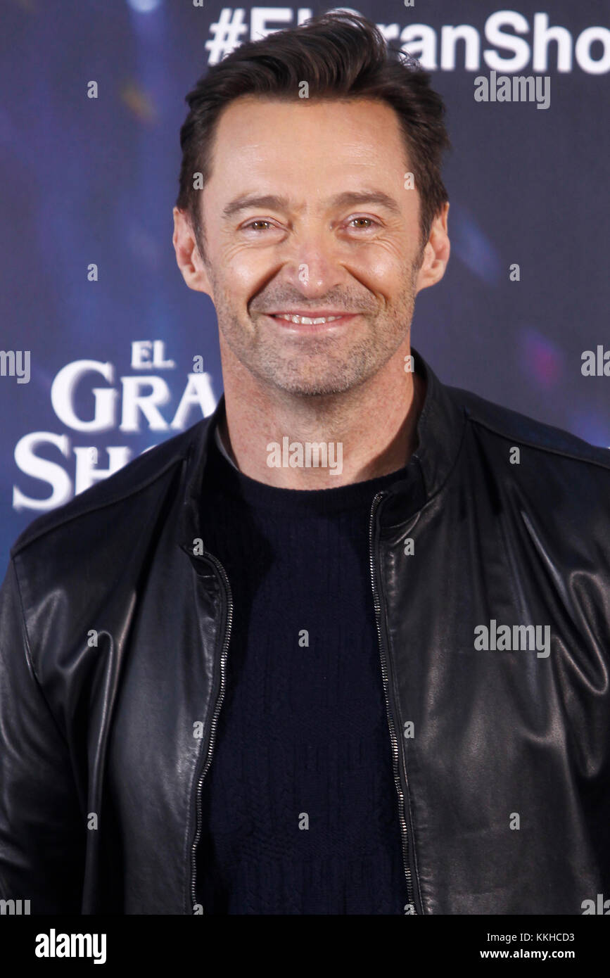 Madrid, Spanien. 01 Dez, 2017. Hugh Jackman besucht der größte Showman Fotoshooting an der Bologna Hotel in Madrid, Spanien, 01. Dezember 2017. Credit: Jimmy Olsen/Medien Punch *** Keine Spanien***/Alamy leben Nachrichten Stockfoto