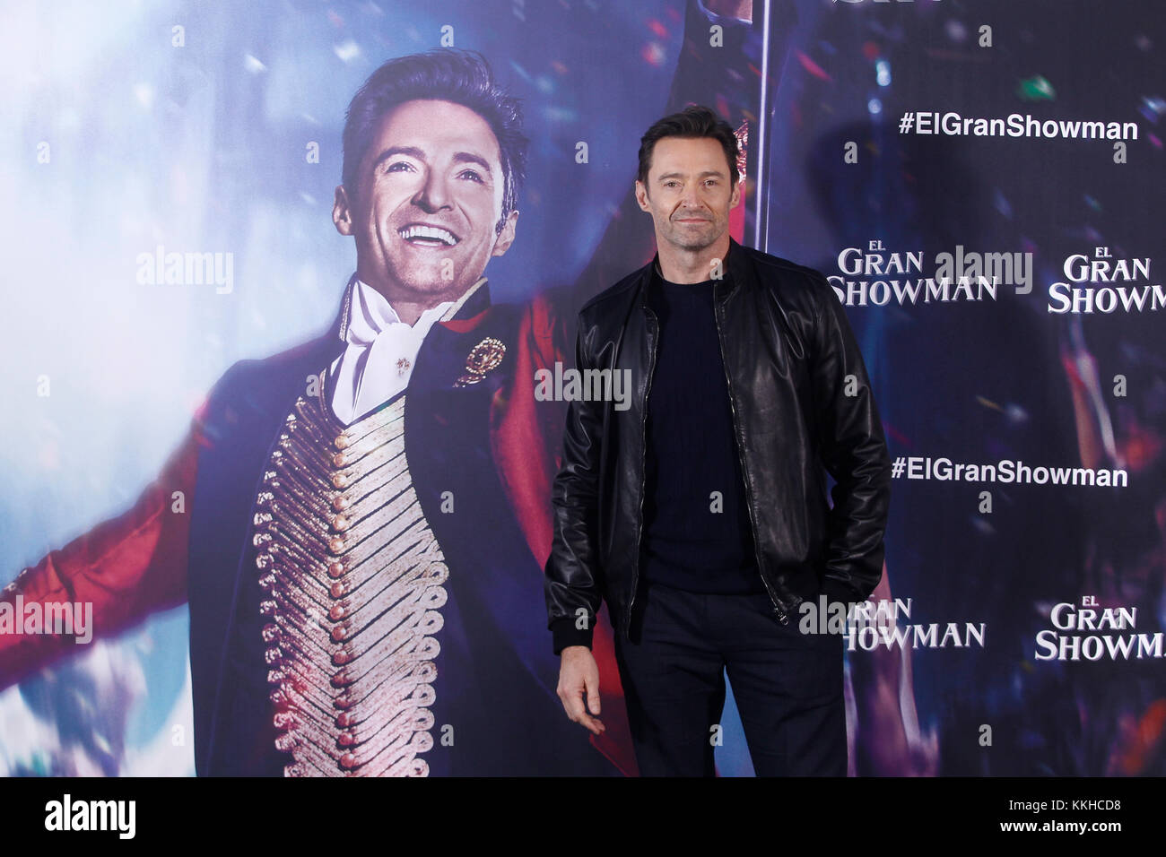 Madrid, Spanien. 01 Dez, 2017. Hugh Jackman besucht der größte Showman Fotoshooting an der Bologna Hotel in Madrid, Spanien, 01. Dezember 2017. Credit: Jimmy Olsen/Medien Punch *** Keine Spanien***/Alamy leben Nachrichten Stockfoto