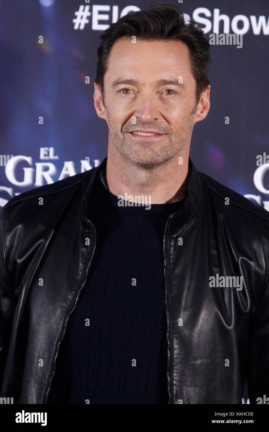 Madrid, Spanien. 01 Dez, 2017. Hugh Jackman besucht der größte Showman Fotoshooting an der Bologna Hotel in Madrid, Spanien, 01. Dezember 2017. Credit: Jimmy Olsen/Medien Punch *** Keine Spanien***/Alamy leben Nachrichten Stockfoto