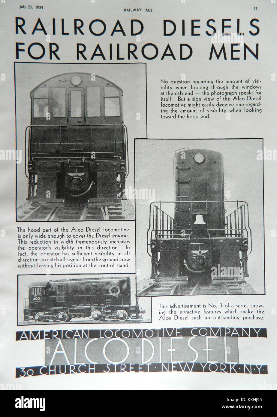 Die 1934 produzierte Alco HH600 ist eine dieselelektrische Lokomotive, die sich durch ihr Design und ihre Rolle im Eisenbahnverkehr des frühen 20. Jahrhunderts auszeichnet. Die Innovation der Lokomotive in den Bereichen Energie und Technik markierte eine bedeutende Entwicklung in der Bahntechnik. Stockfoto