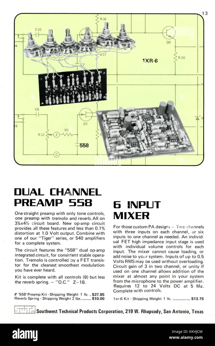 Der SWTPC-Katalog von 1972 enthält eine Vielzahl von Computerhardware und Zubehör von SWTPC, einem Unternehmen, das sich auf Elektronik und frühe Computertechnik spezialisiert hat. Stockfoto