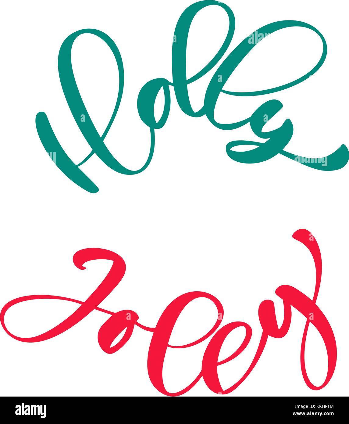 Holly Jolly Kalligraphie schrift Weihnachten Phrase in einem Kreis geschrieben. Hand gezeichneten Buchstaben. Vektor text für Design Grußkarten foto Overlays Stock Vektor