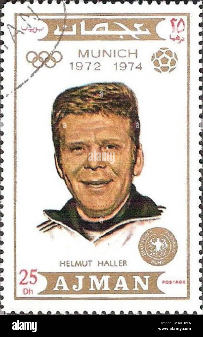 Helmut Haller 1971 Ajman Briefmarke Stockfoto
