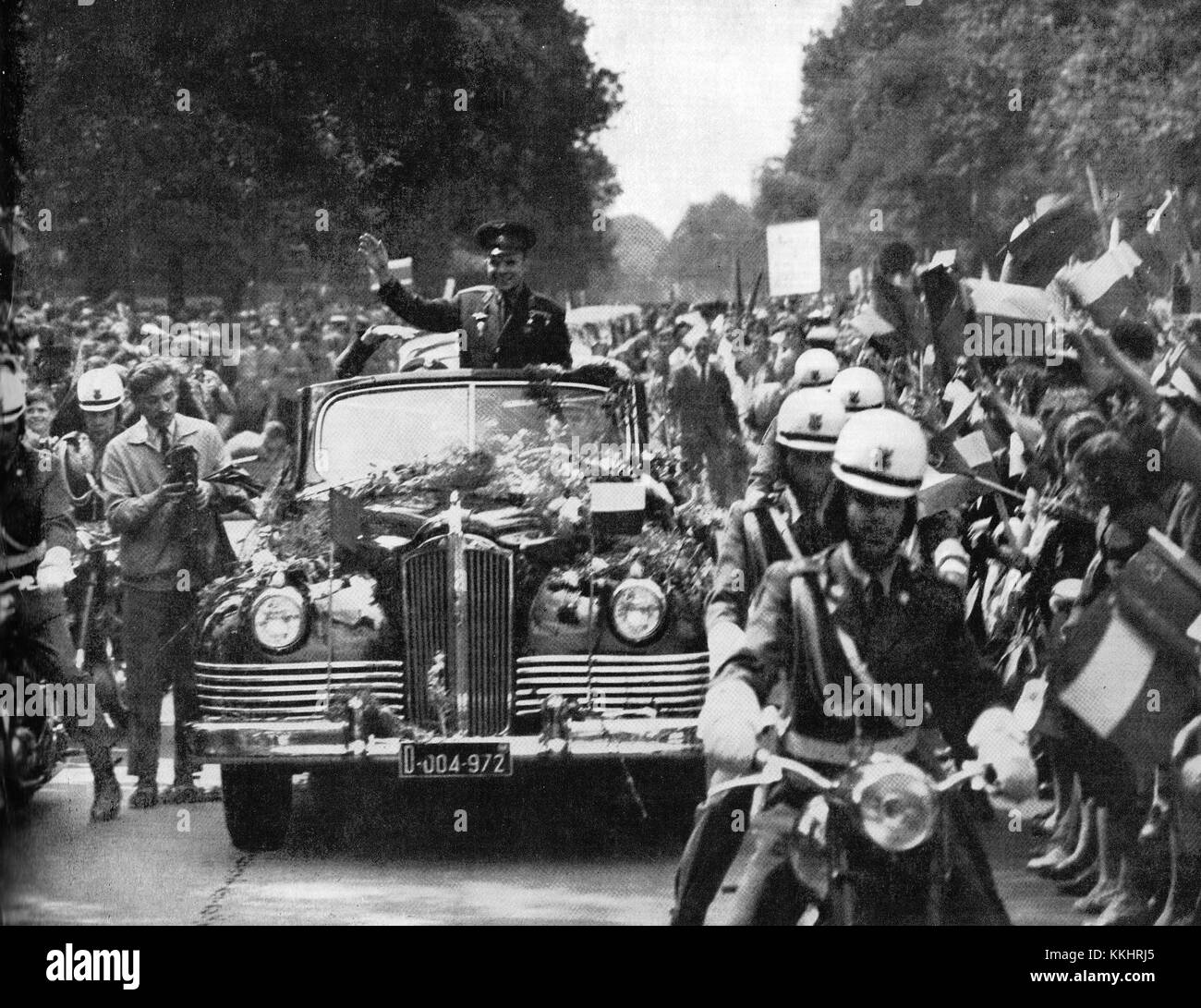 Juri Gagarin begrüßt Warschau 1961 Stockfoto