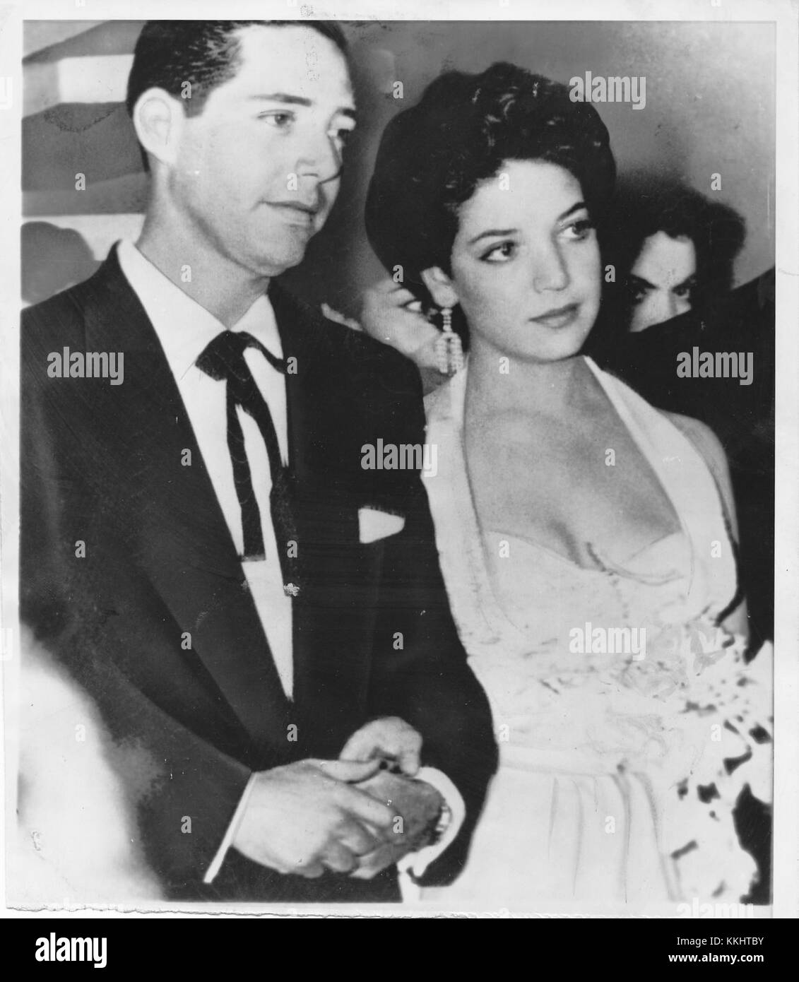 1954 Pressefoto Andy Russell und Braut Velia Sanchez Belmont In Mexiko Stockfoto