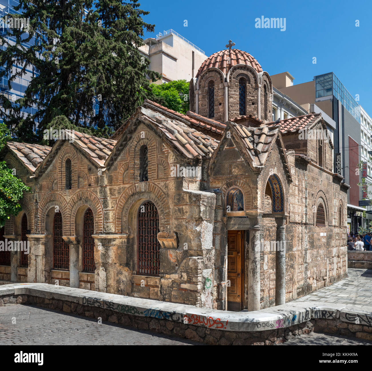 Das 11. Jahrhundert byzantinischen Kirche Panagia Kapnikarea, Platia Kapnikareas, Athen, Griechenland Stockfoto