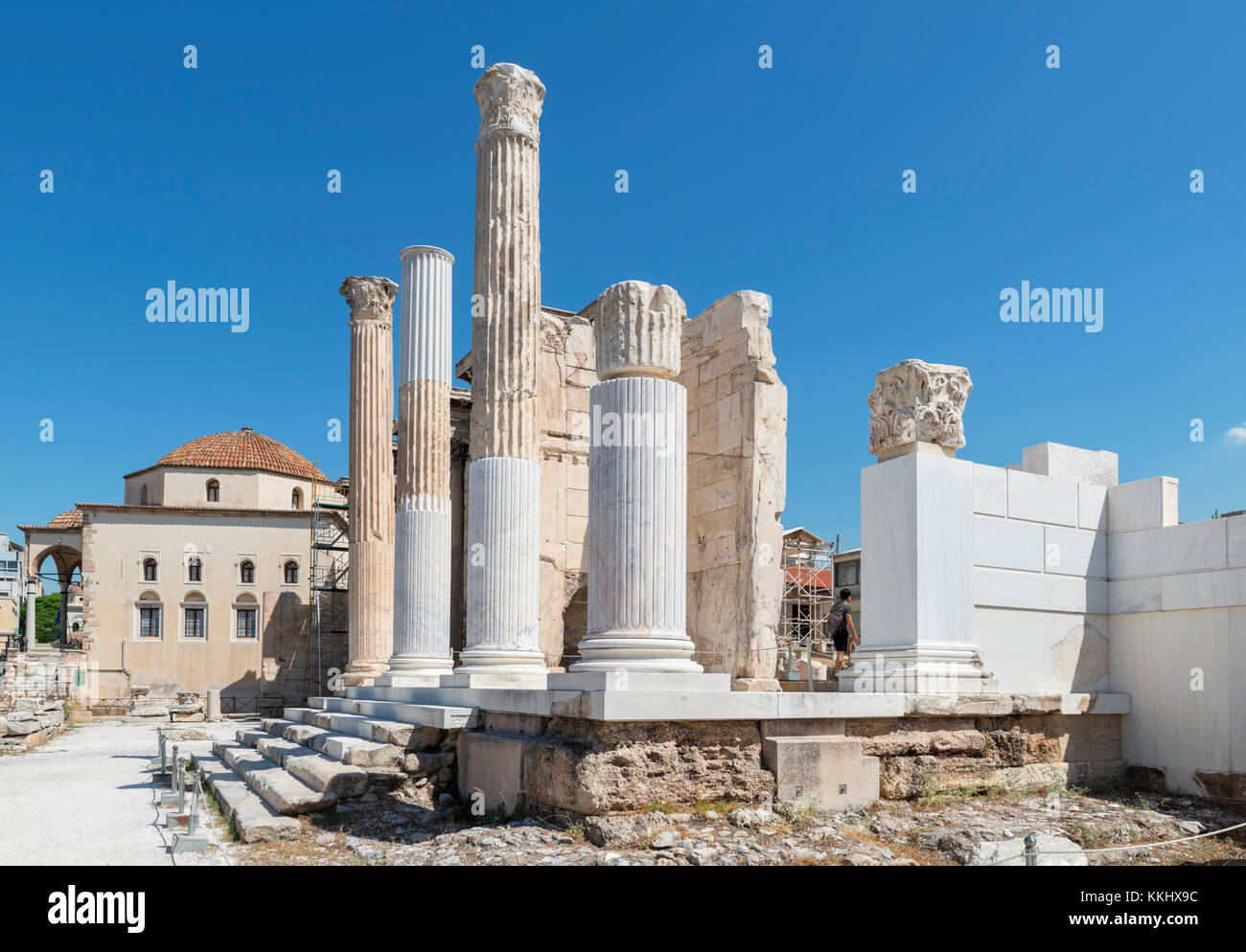 Südwand von Hadrian's Bibliothek, Athen, Griechenland Stockfoto