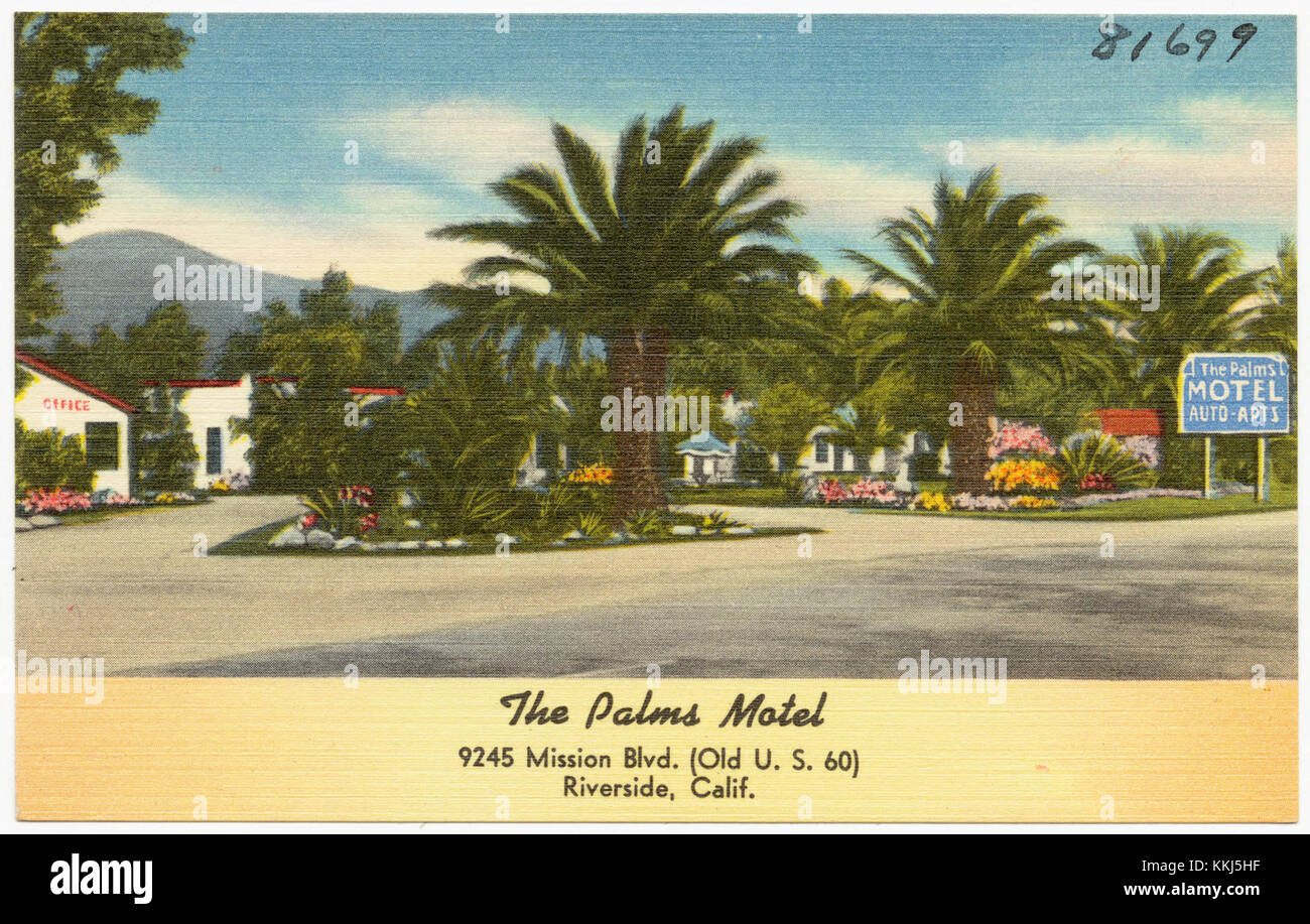 The Palms Motel, 9245 Mission Blvd. (Alt U. S. 60), Riverside, Calif (81699) Stockfoto