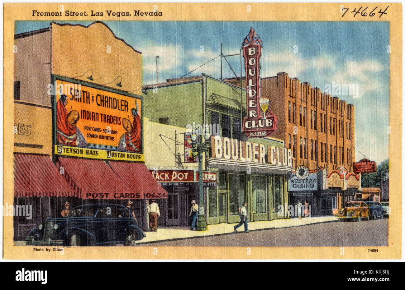 Die Fremont Street in Las Vegas, Nevada, ist eine historische Durchgangsstraße, die für ihre lebhafte Atmosphäre und Unterhaltungsmöglichkeiten bekannt ist. In der Gegend gibt es Vintage-Kasinos, Live-Musik-Veranstaltungsorte und die Fremont Street Experience, eine fünf Blocks lange Fußgängerzone mit einem riesigen LED-Baldachin. Stockfoto